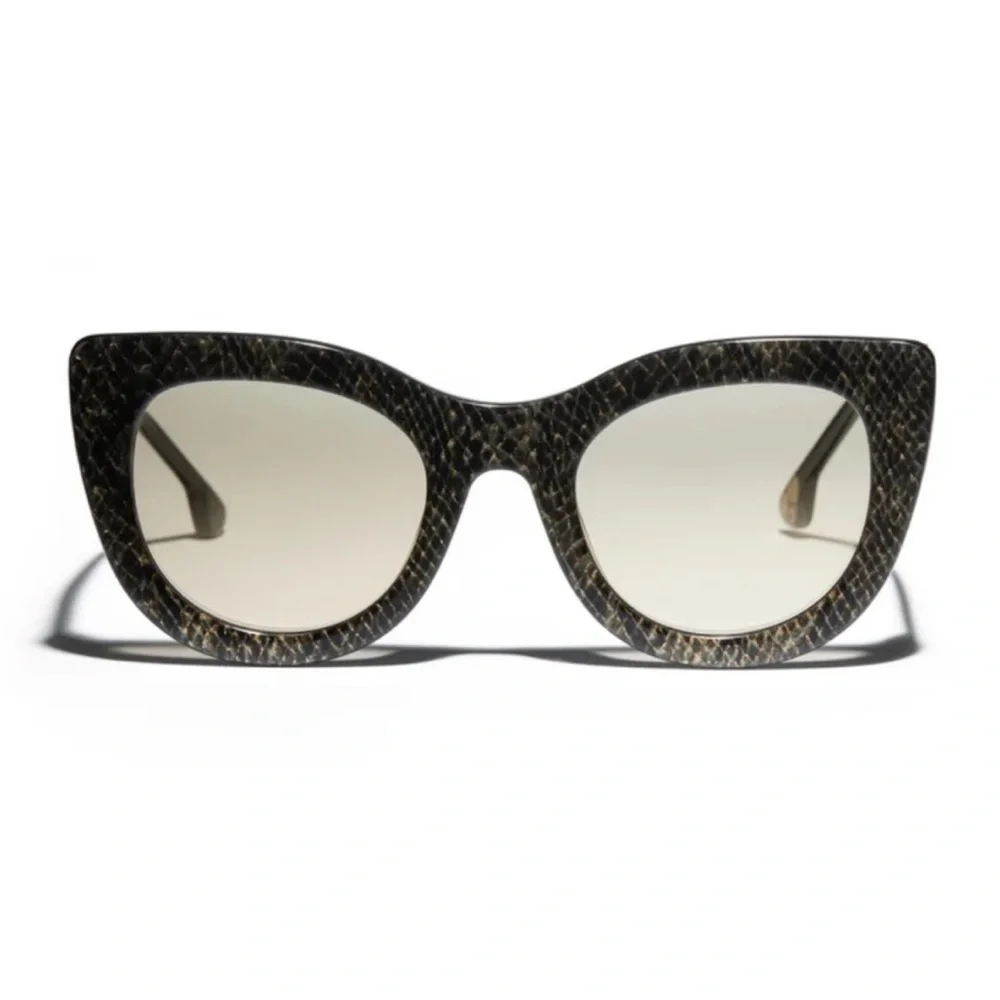 NWT Alice + Olivia DELANCEY Cat-Eye Sunglasses Silver Snake
